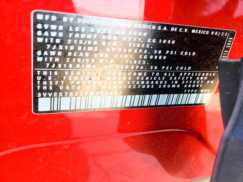 Продажа на аукционе авто 2023 Volkswagen Taos, vin: 3VVEX7B22PM302567, номер лота: 74123775