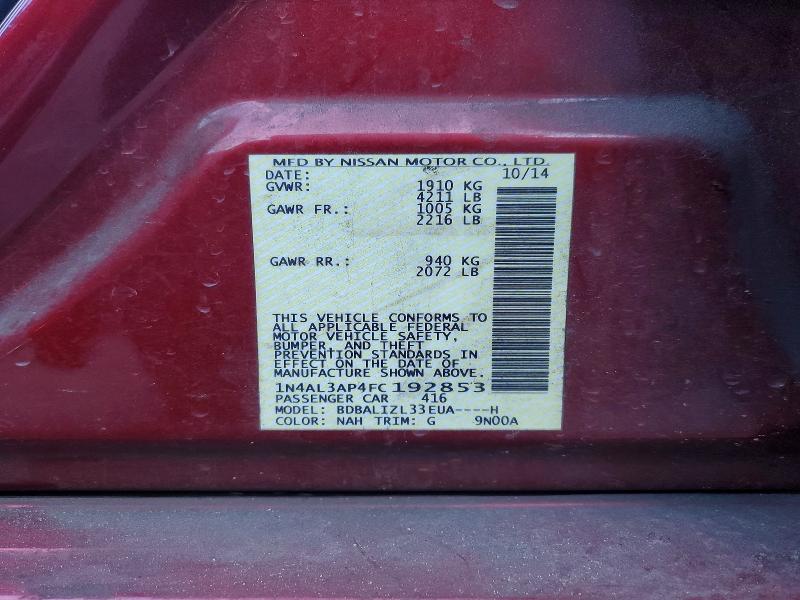 Aukcja sprzedaży 2015 Nissan Altima, vin: 1N4AL3AP4FC192853, numer aukcji: 75175175