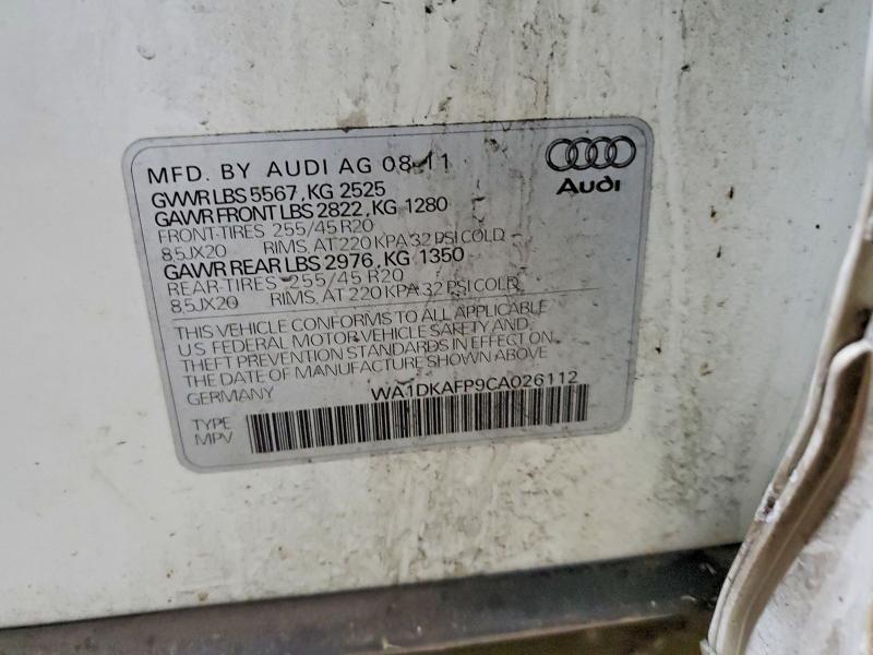Aukcja sprzedaży 2012 Audi Q5, vin: WA1DKAFP9CA026112, numer aukcji: 73223405