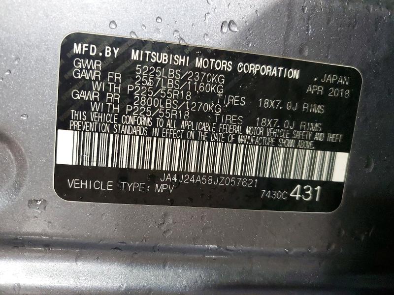 Aukcja sprzedaży 2018 Mitsubishi Outlander, vin: JA4J24A58JZ057621, numer aukcji: 98506455