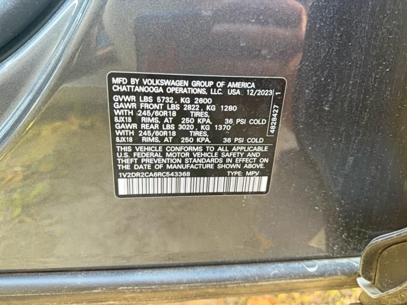 Aukcja sprzedaży 2024 Volkswagen Atlas Se, vin: 1V2DR2CA6RC543368, numer aukcji: 98075545
