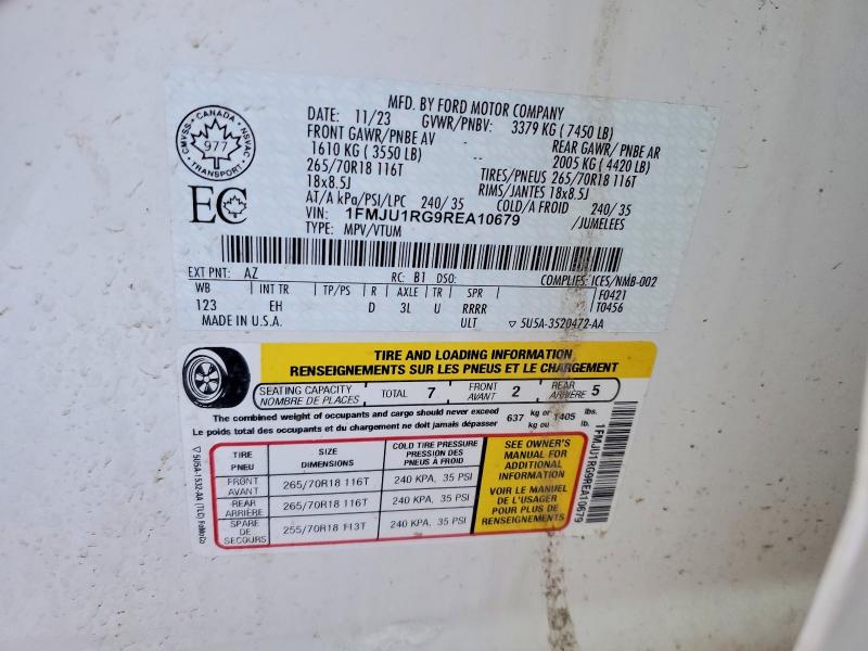 2024 Ford Expedition მანქანა იყიდება აუქციონზე, vin: 1FMJU1RG9REA10679, აუქციონის ნომერი: 99899285
