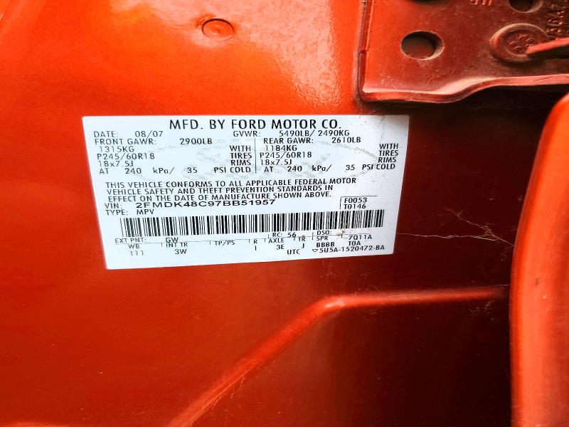 Aukcja sprzedaży 2007 Ford Edge, vin: 2FMDK48C97BB51957, numer aukcji: 75120755