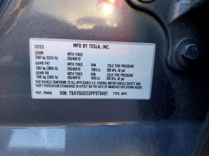 2023 Tesla Model Y მანქანა იყიდება აუქციონზე, vin: 7SAYGDEE5PF979491, აუქციონის ნომერი: 99383965