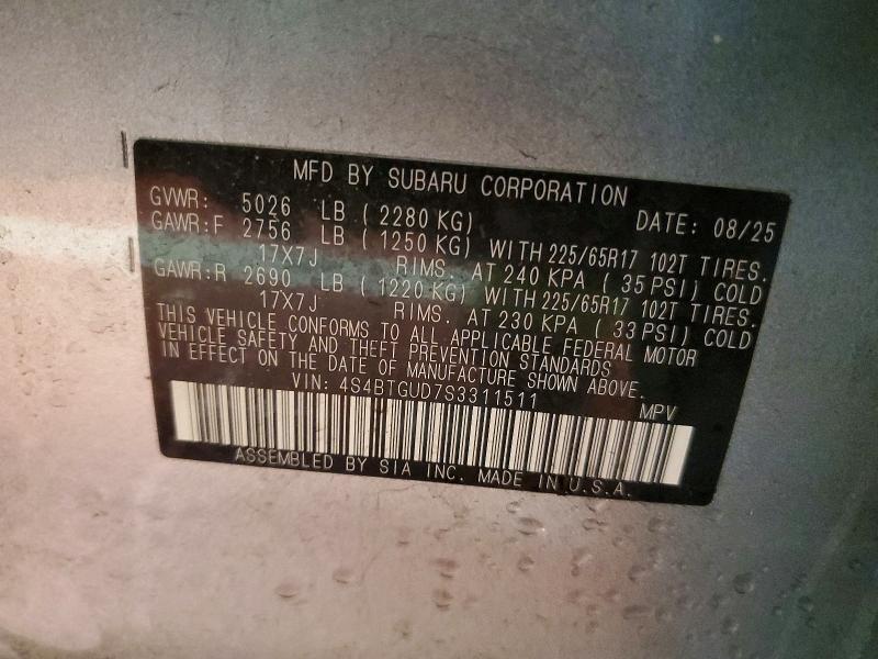 Продажа на аукционе авто 2025 Subaru Outback, vin: 4S4BTGUD7S3311511, номер лота: 74374575