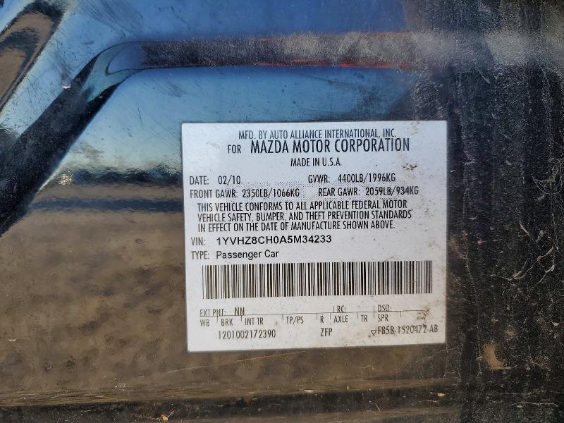 Aukcja sprzedaży 2010 Mazda 6, vin: 1YVHZ8CH0A5M34233, numer aukcji: 72611995
