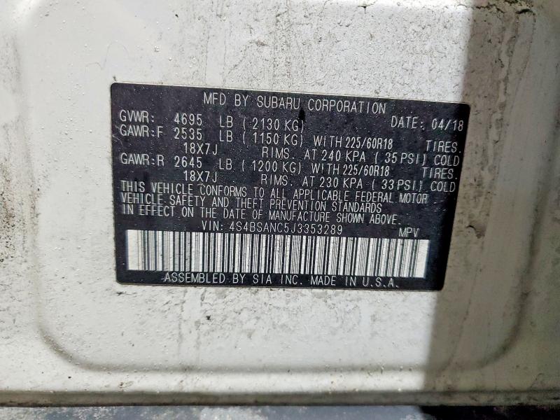 Aukcja sprzedaży 2018 Subaru Outback, vin: 4S4BSANC5J3353289, numer aukcji: 73104045