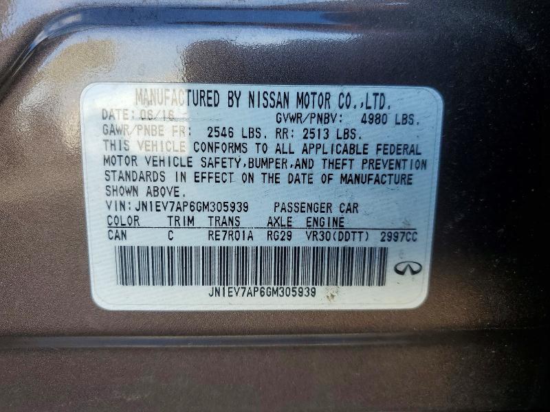 98632195 :رقم المزاد ، JN1EV7AP6GM305939 vin ، 2016 Infiniti Q50 Premiu مزاد بيع