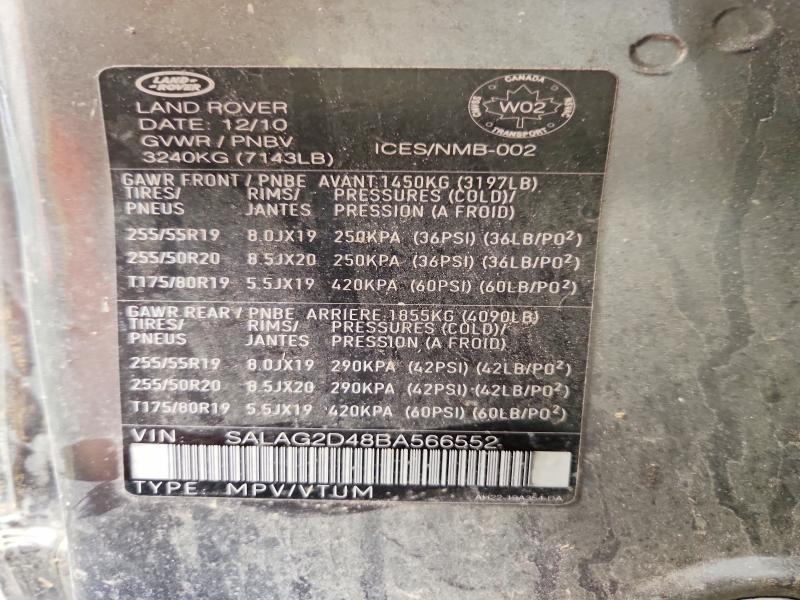 Продаж на аукціоні авто 2011 Land Rover Lr4 Hse 4dr 4wd, vin: SALAG2D48BA566552, номер лоту: 99850105
