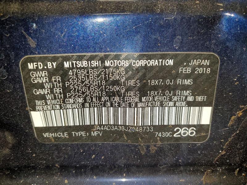 Продаж на аукціоні авто 2018 Mitsubishi Outlander, vin: JA4AD3A33JZ048733, номер лоту: 74450245