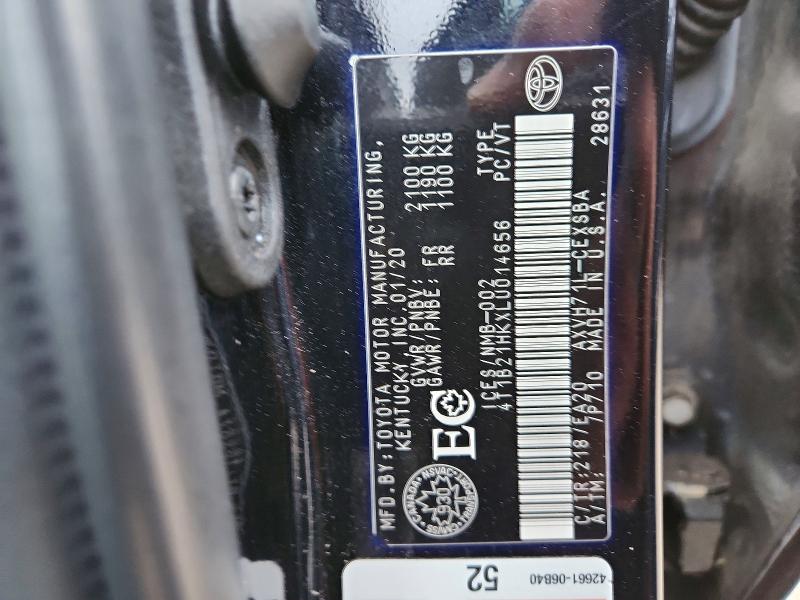 2020 Toyota Camry მანქანა იყიდება აუქციონზე, vin: 4T1B21HKXLU014656, აუქციონის ნომერი: 94487805