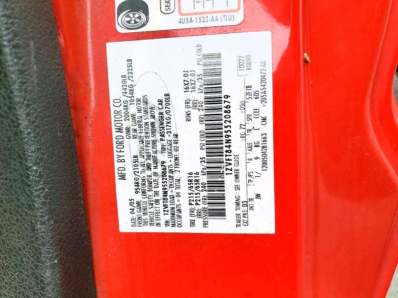 74168655 :رقم المزاد ، 1ZVFT84N955208679 vin ، 2005 Ford Mustang مزاد بيع