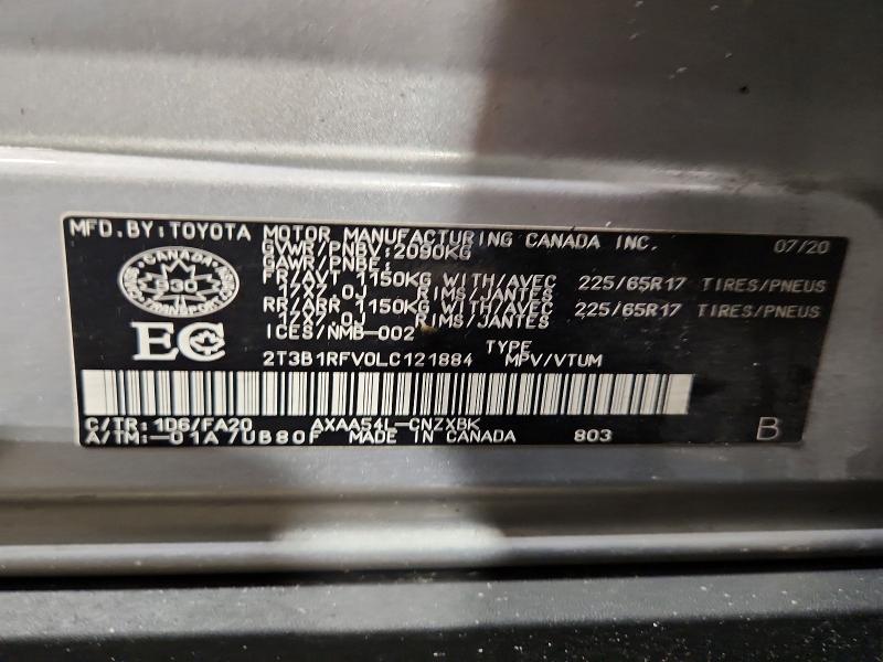 Aukcja sprzedaży 2020 Toyota Rav4, vin: 2T3B1RFV0LC121884, numer aukcji: 74448045