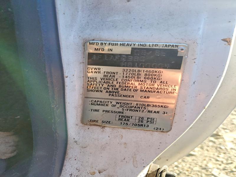 98839675 :رقم المزاد ، JF1AF23B0HB100004 vin ، 1987 Subaru Gl مزاد بيع