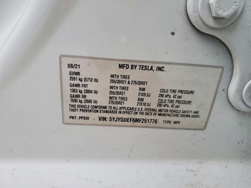 Продаж на аукціоні авто 2021 Tesla Model Y, vin: 5YJYGDEF6MF251776, номер лоту: 99211735