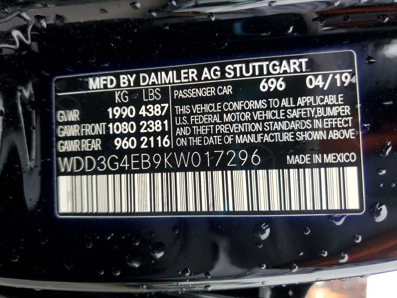 74287005 :رقم المزاد ، WDD3G4EB9KW017296 vin ، 2019 Mercedes-benz A مزاد بيع