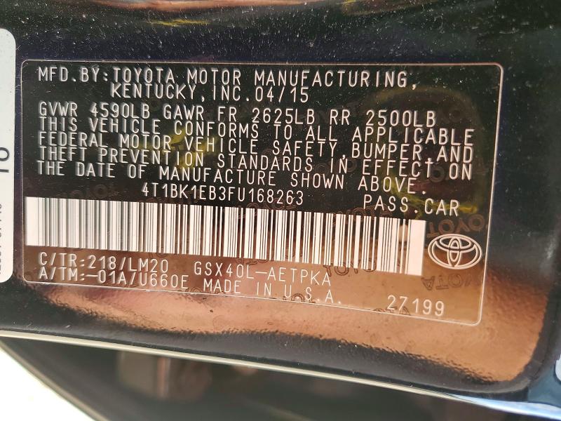 78339985 :رقم المزاد ، 4T1BK1EB3FU168263 vin ، 2015 Toyota Avalon مزاد بيع
