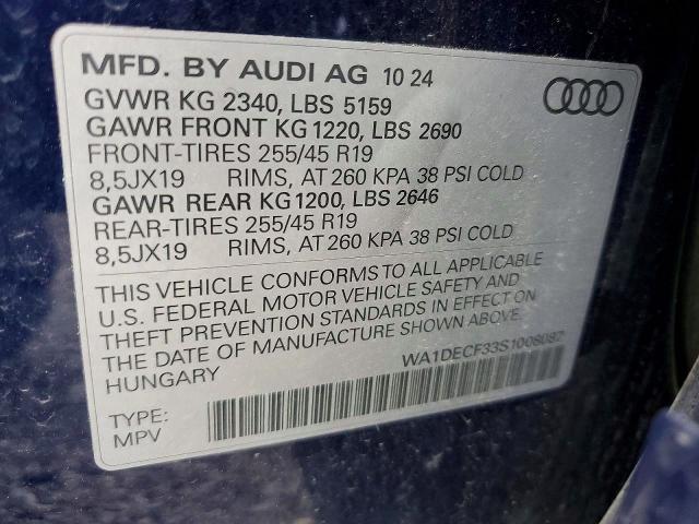 Aukcja sprzedaży 2025 Audi Q3 Premium, vin: WA1DECF33S1008087, numer aukcji: 73376165