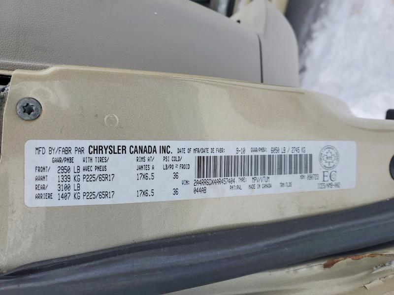 74429955 :رقم المزاد ، 2A4RR6DX4AR457404 vin ، 2010 Chrysler Town & Country مزاد بيع
