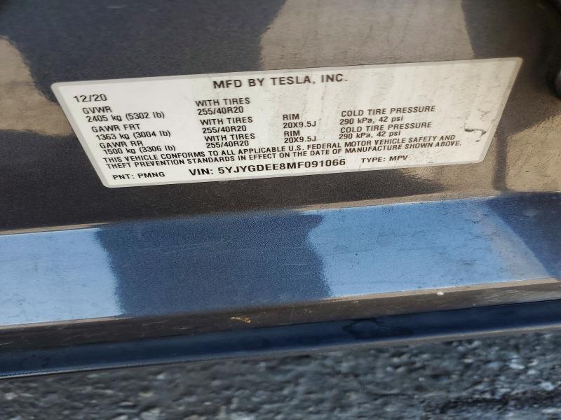 Продажа на аукционе авто 2021 Tesla Model Y, vin: 5YJYGDEE8MF091066, номер лота: 72218465