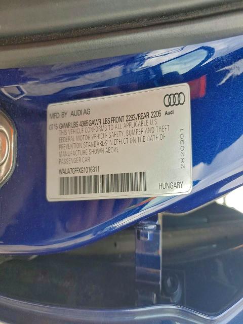 73367705 :رقم المزاد ، WAUA7GFFXG1016311 vin ، 2016 Audi A3 مزاد بيع