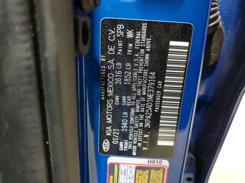 Продажа на аукционе авто 2021 Kia Rio S, vin: 3KPA25AD1ME379164, номер лота: 96606875
