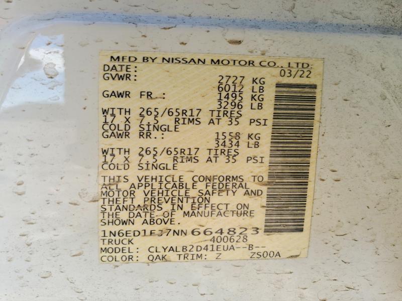 Продажа на аукционе авто 2022 Nissan Frontier, vin: 1N6ED1EJ7NN664823, номер лота: 99878425