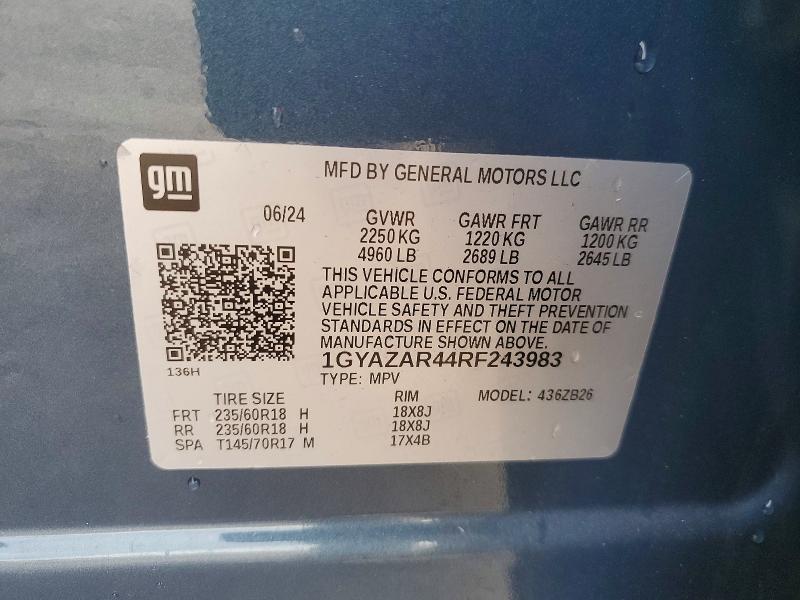 2024 Cadillac Xt4 მანქანა იყიდება აუქციონზე, vin: 1GYAZAR44RF243983, აუქციონის ნომერი: 74034405