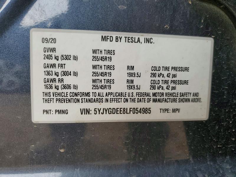 Aukcja sprzedaży 2020 Tesla Model Y, vin: 5YJYGDEE8LF054985, numer aukcji: 72899845