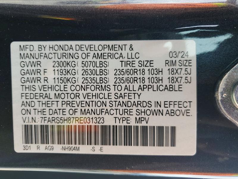 73925115 :رقم المزاد ، 7FARS5H87RE031323 vin ، 2024 Honda Cr-v مزاد بيع