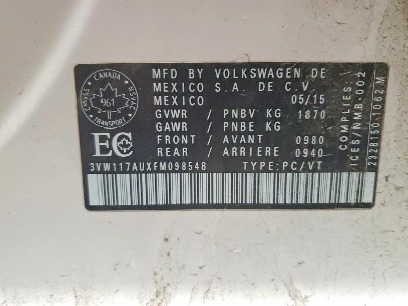 Aukcja sprzedaży 2015 Volkswagen Golf, vin: 3VW117AUXFM098548, numer aukcji: 73371285