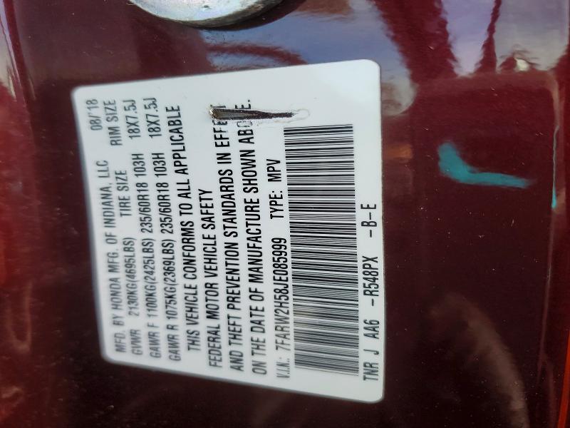 98986355 :رقم المزاد ، 7FARW2H58JE085999 vin ، 2018 Honda Cr-v مزاد بيع