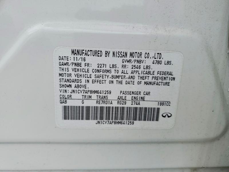 Продажа на аукционе авто 2017 Infiniti Q50, vin: JN1CV7AP8HM641259, номер лота: 74473775