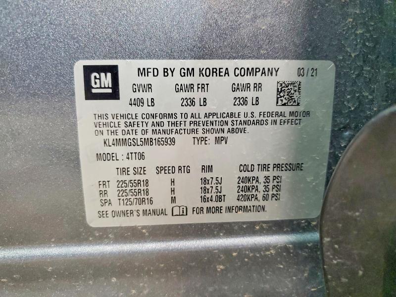 72640185 :رقم المزاد ، KL4MMGSL5MB165939 vin ، 2021 Buick Encore Gx مزاد بيع