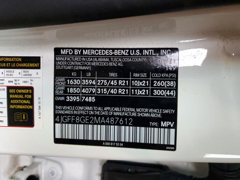 Продажа на аукционе авто 2021 Mercedes-benz Gls 580 4m, vin: 4JGFF8GE2MA487612, номер лота: 72264325