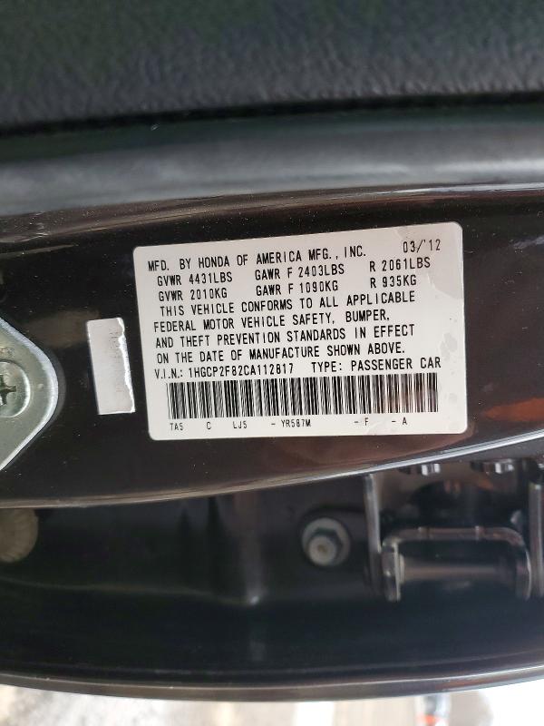 Aukcja sprzedaży 2012 Honda Accord, vin: 1HGCP2F82CA112817, numer aukcji: 73421495