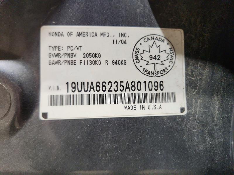 Auction sale of the 2005 Acura Tl, vin: 19UUA66235A801096, lot number: 74407715