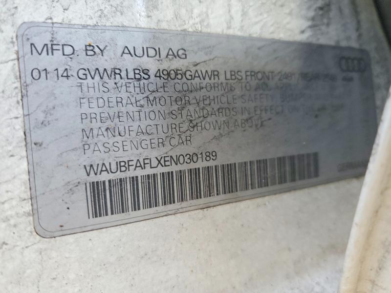 97548035 :رقم المزاد ، WAUBFAFLXEN030189 vin ، 2014 Audi A4 مزاد بيع
