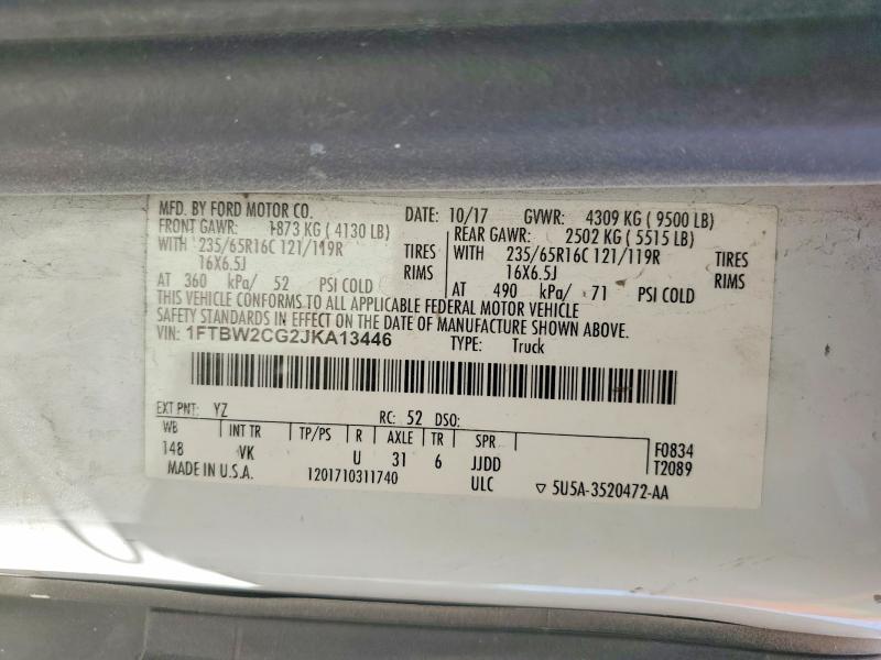 Aukcja sprzedaży 2018 Ford Transit T, vin: 1FTBW2CG2JKA13446, numer aukcji: 73011495