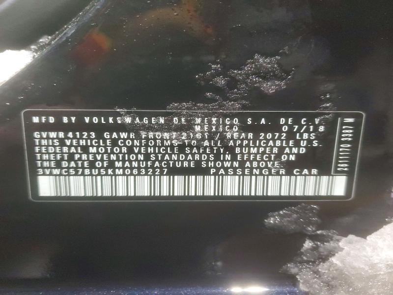 Продажа на аукционе авто 2019 Volkswagen Jetta, vin: 3VWC57BU5KM063227, номер лота: 75351885