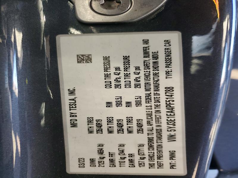 Aukcja sprzedaży 2023 Tesla Model 3, vin: 5YJ3E1EA4PF514788, numer aukcji: 98970835