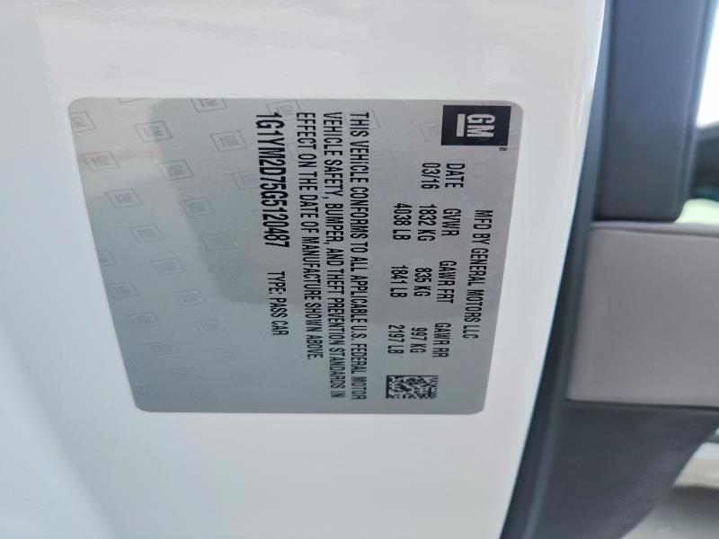 98878585 :رقم المزاد ، 1G1YM2D75G5120487 vin ، 2016 Chevrolet Corvette مزاد بيع