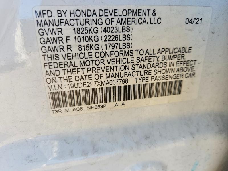 Aukcja sprzedaży 2021 Acura Ilx, vin: 19UDE2F7XMA007798, numer aukcji: 73845245