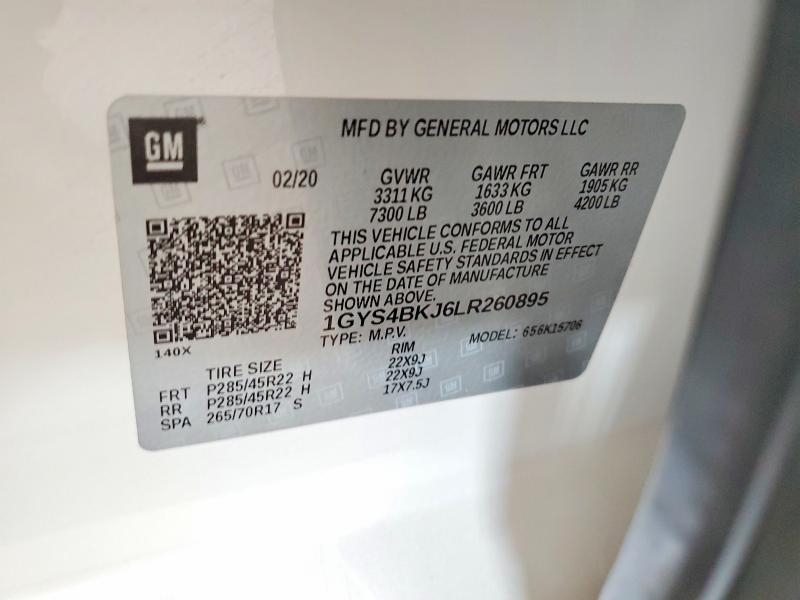 99370065 :رقم المزاد ، 1GYS4BKJ6LR260895 vin ، 2020 Cadillac Escalade مزاد بيع