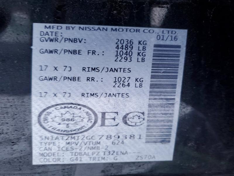 Продажа на аукционе авто 2016 Nissan Rogue, vin: 5N1AT2MT2GC789381, номер лота: 98020825