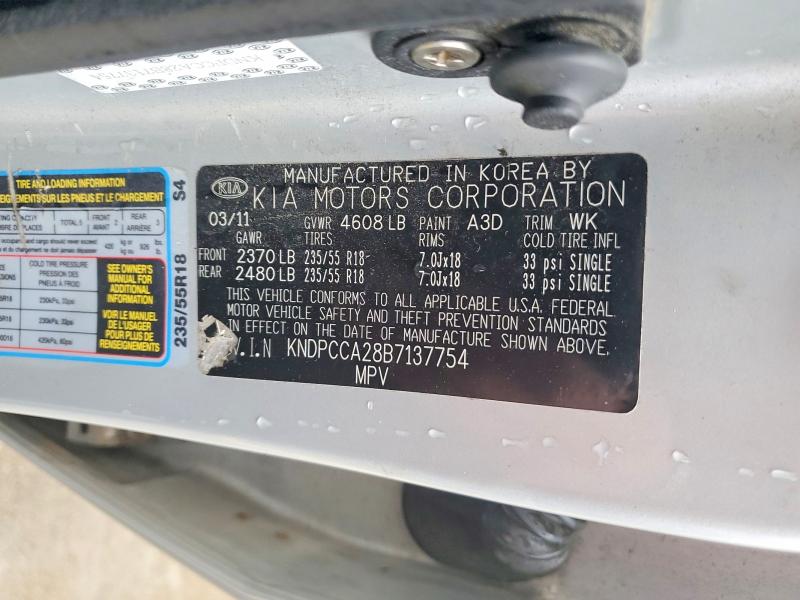 99319815 :رقم المزاد ، KNDPCCA28B7137754 vin ، 2011 Kia Sportage مزاد بيع