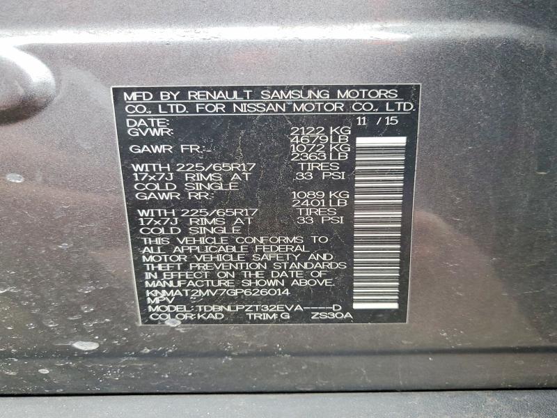 Auction sale of the 2016 Nissan Rogue S, vin: KNMAT2MV7GP626014, lot number: 76674495