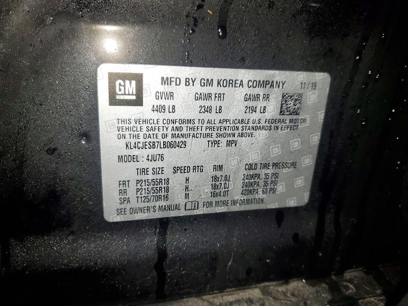 2020 Buick Encore მანქანა იყიდება აუქციონზე, vin: KL4CJESB7LB060429, აუქციონის ნომერი: 75206225