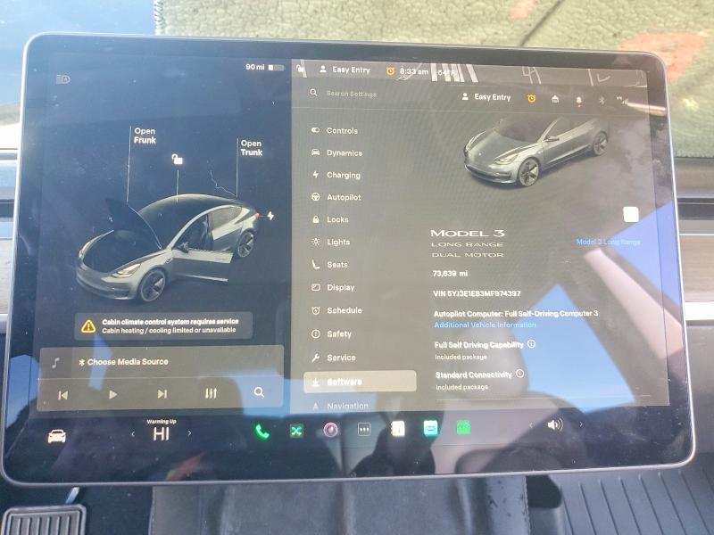 Aukcja sprzedaży 2021 Tesla Model 3, vin: 5YJ3E1EB3MF974397, numer aukcji: 73924725