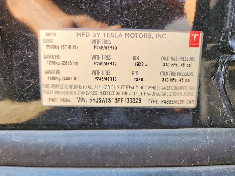 72696855 :رقم المزاد ، 5YJSA1S13FF100329 vin ، 2015 Tesla Model S 90 مزاد بيع